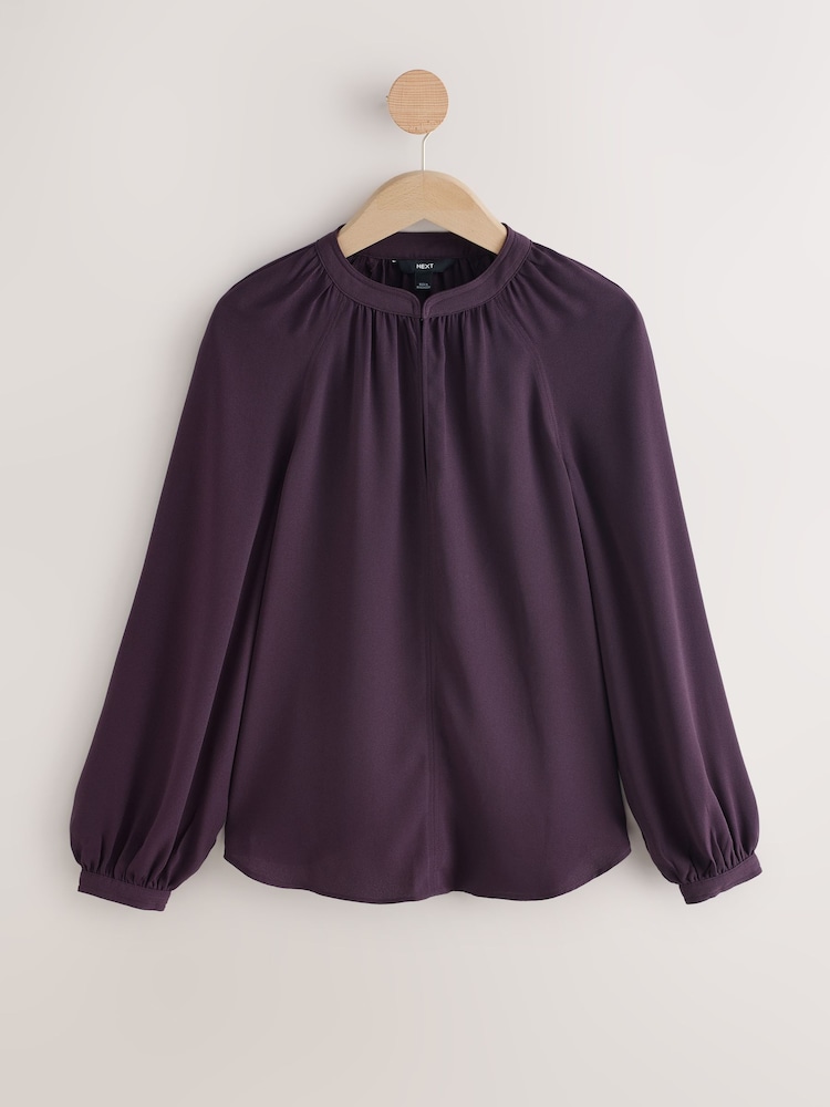 بنفسجي برقوقي - بلوزة ياقة سبعة بكم طويل - صورة 1 من 3