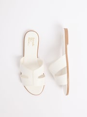 Friends Like These Faux Leather White Wide Fit Comfort Mule Casual Flat Sandals - Image 3 of 5