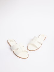 Friends Like These Faux Leather White Wide Fit Comfort Mule Casual Flat Sandals - Image 4 of 5