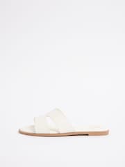 Friends Like These Faux Leather White Wide Fit Comfort Mule Casual Flat Sandals - Image 5 of 5