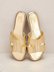 Friends Like These Faux Leather Gold Standard Fit Comfort Mule Casual Flat Sandals - Image 1 of 4