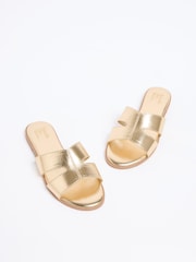 Friends Like These Faux Leather Gold Standard Fit Comfort Mule Casual Flat Sandals - Image 3 of 4