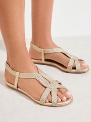Friends Like These Gold Standard Fit Faux Leather Braided Flat Casual Sandals - Image 2 of 5