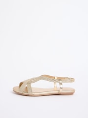 Friends Like These Gold Standard Fit Faux Leather Braided Flat Casual Sandals - Image 5 of 5