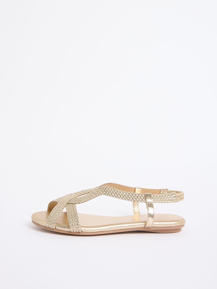 Friends Like These Gold Standard Fit Faux Leather Braided Flat Casual Sandals - Image 5 of 5