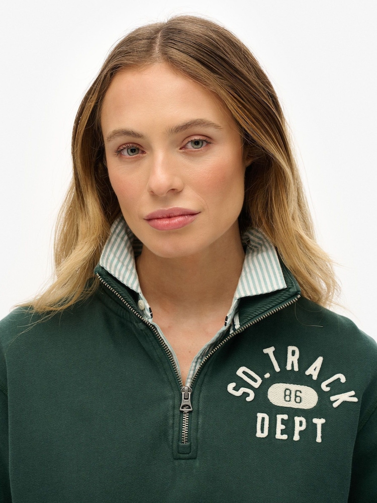 Superdry Green Athletic Essentials Applique Half Zip Sweatshirt - Image 4 of 4 Superdry Green Athletic Essentials Applique Half Zip Sweatshirt - Image 4 of 4