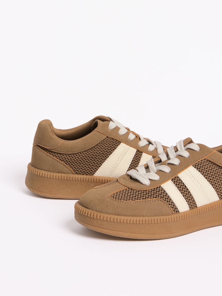 Friends Like These Mocha Brown Wide Fit Lace-Up Retro Gumsole Sports Trainers - Image 5 of 5 Friends Like These Mocha Brown Wide Fit Lace-Up Retro Gumsole Sports Trainers - Image 5 of 5