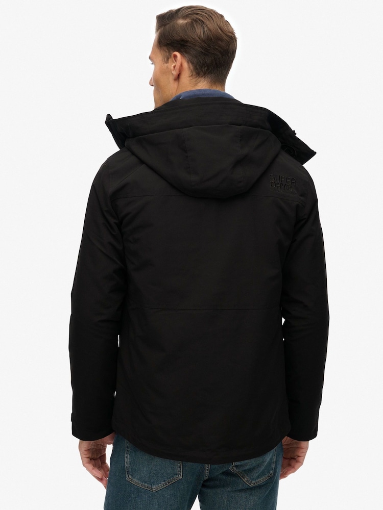 Superdry Black Hooded Ultimate Embroidered Windbreaker - Image 2 of 4 Superdry Black Hooded Ultimate Embroidered Windbreaker - Image 2 of 4