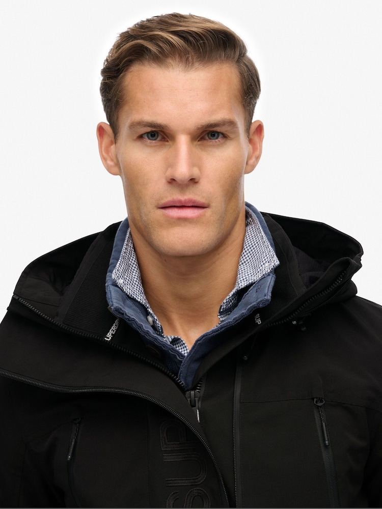 Superdry Black Hooded Ultimate Embroidered Windbreaker - Image 4 of 4 Superdry Black Hooded Ultimate Embroidered Windbreaker - Image 4 of 4