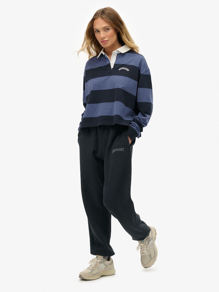 Superdry Blue Athletic Essential Boyfriend Joggers - Image 1 of 5 Superdry Blue Athletic Essential Boyfriend Joggers - Image 1 of 5