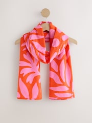 Pink/Orange Abstract Print Lightweight Scarf - Image 1 of 3