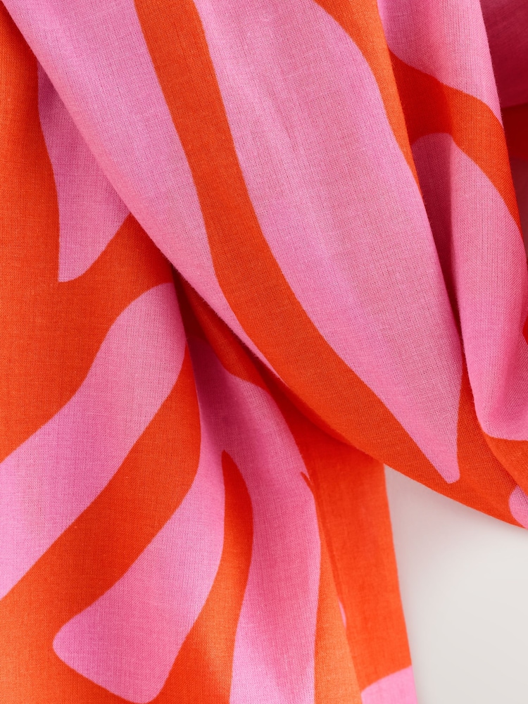 Pink/Orange Abstract Print Lightweight Scarf - Image 3 of 3