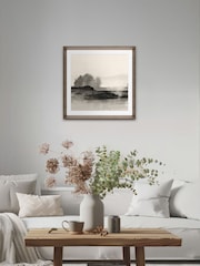 Brookpace Lascelles Natural Brown Hand made in UK Land II Abstract Wall Art in a Walnut Wood Aesthetic Frame  50 x 50cm - Image 1 of 4