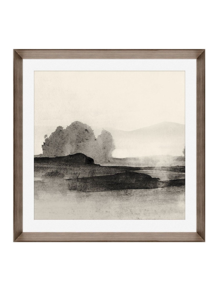 Brookpace Lascelles Natural Brown Hand made in UK Land II Abstract Wall Art in a Walnut Wood Aesthetic Frame  50 x 50cm - Image 2 of 4