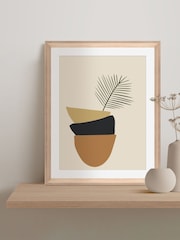 Brookpace Lascelles Natural Hand made in UK Balancing Bowls Abstract Scandi Wall Art in a Wood Aesthetic Frame  40 x 50cm - Image 1 of 4
