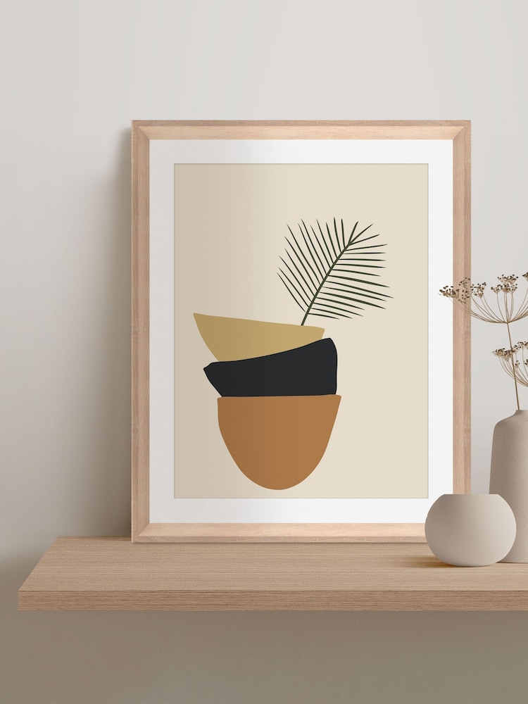 Brookpace Lascelles Natural Hand made in UK Balancing Bowls Abstract Scandi Wall Art in a Wood Aesthetic Frame 40 x 50cm - Image 1 of 4 Brookpace Lascelles Natural Hand made in UK Balancing Bowls Abstract Scandi Wall Art in a Wood Aesthetic Frame 40 x 50cm - Image 1 of 4