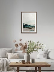 Brookpace Lascelles Multi Brown Hand made in UK Mountain II Abstract Wall Art In Walnut Grained Wood Aesthetic Frame  50 X 70Cm - Image 1 of 4