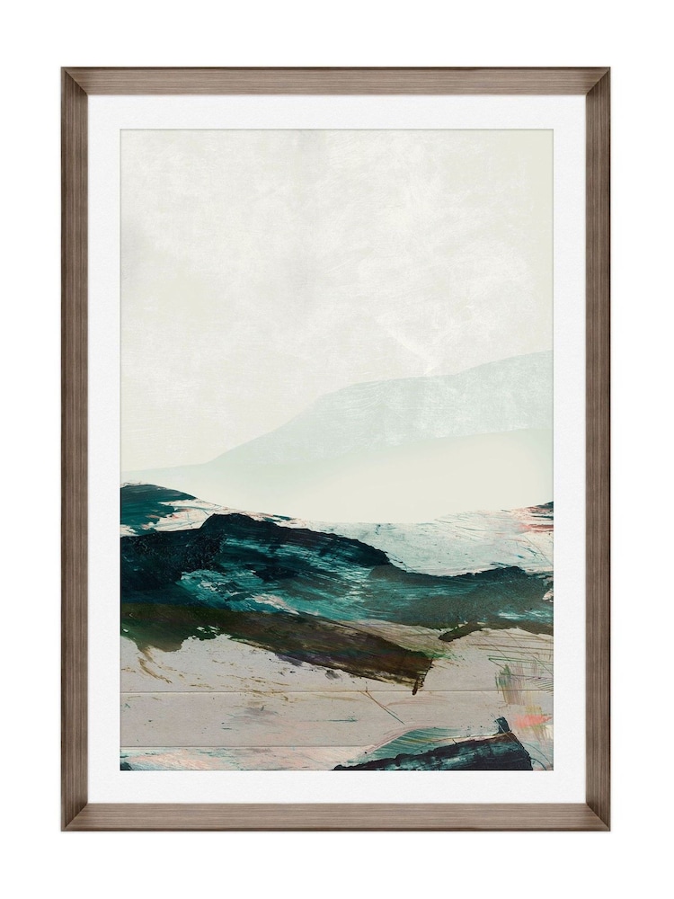 Brookpace Lascelles Multi Brown Hand made in UK Mountain II Abstract Wall Art In Walnut Grained Wood Aesthetic Frame  50 X 70Cm - Image 2 of 4