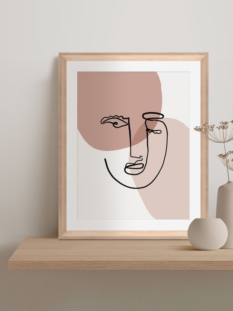 Brookpace Lascelles Natural Hand made in UK Face Abstract Scandi Wall Art In A Wood Aesthetic Frame  40 x 50cm - Image 1 of 4