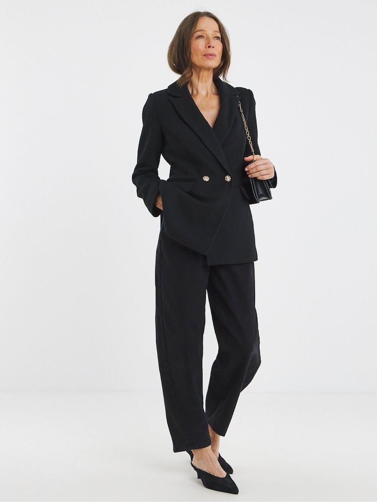 JD Williams Black Double Breasted Boucle Blazer - Image 1 of 4 JD Williams Black Double Breasted Boucle Blazer - Image 1 of 4