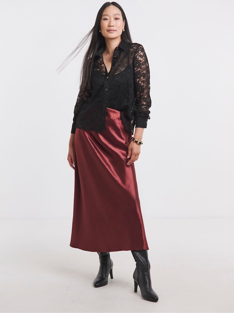 JD Williams Black Scallop Hem Lace Shirt - Image 4 of 4 JD Williams Black Scallop Hem Lace Shirt - Image 4 of 4