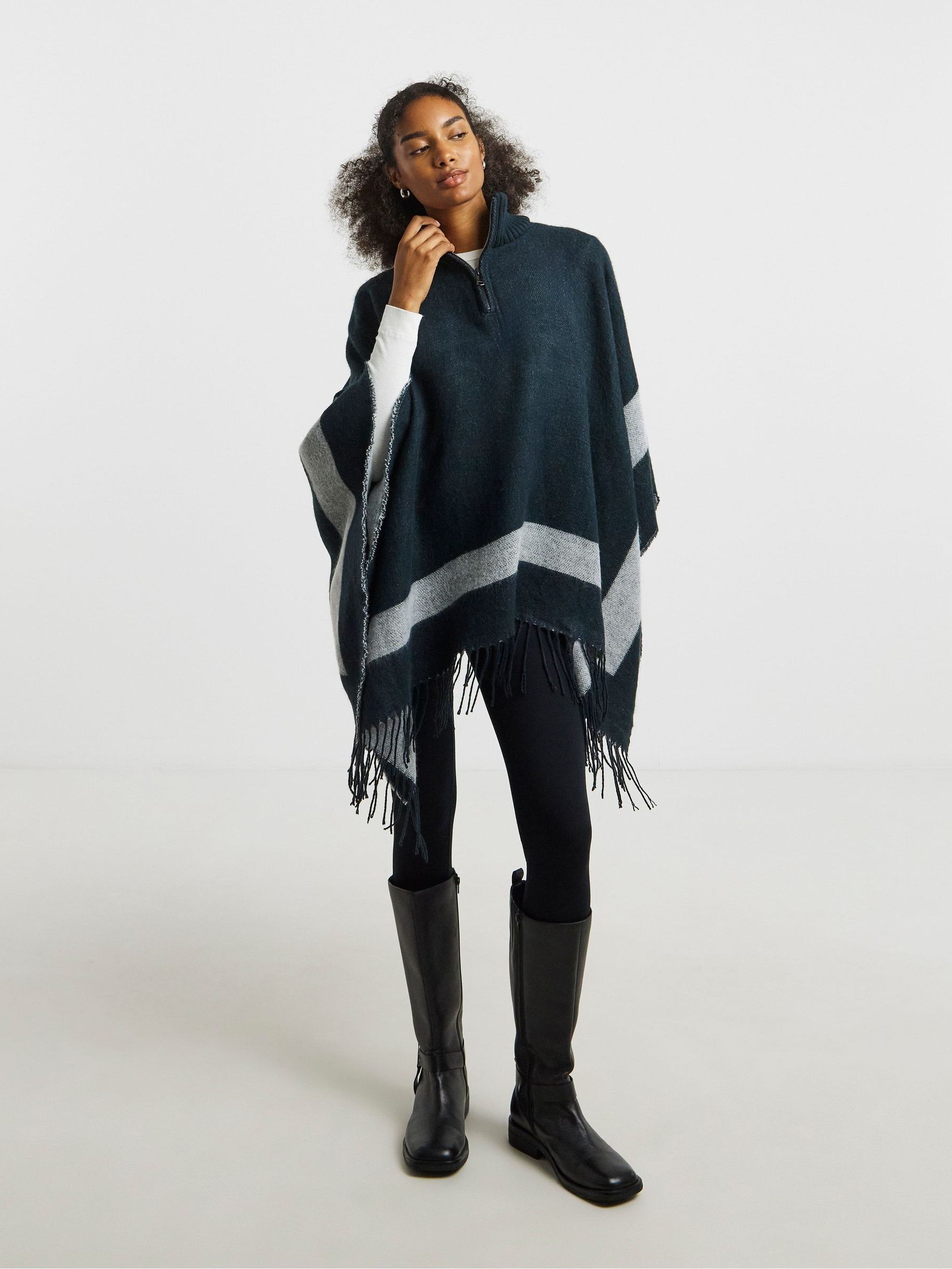Buy JD Williams Grey Funnel Neck Zip Up Poncho from Next USA