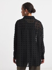 JD Williams Black Dobby Sheer Oversized Shirt - Image 2 of 4