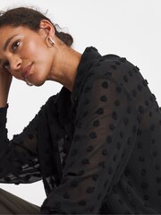 JD Williams Black Dobby Sheer Oversized Shirt - Image 3 of 4