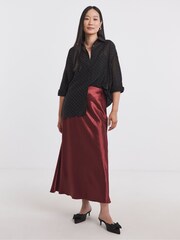 JD Williams Black Metallic Spot Embellished Sheer Shirt - Image 4 of 4