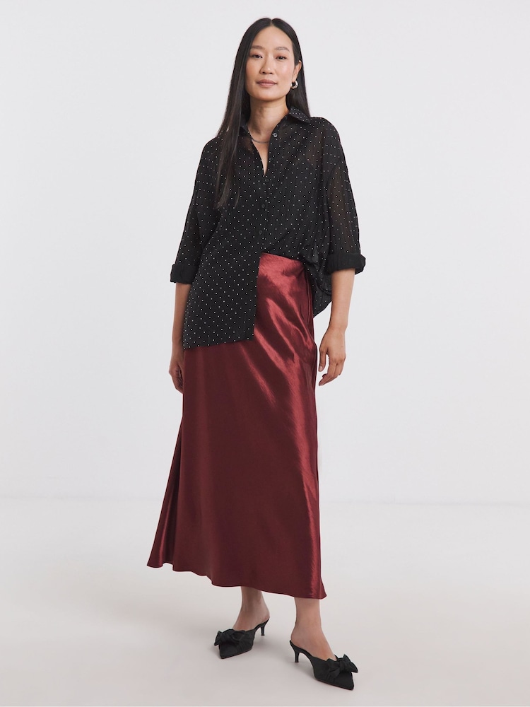 JD Williams Black Metallic Spot Embellished Sheer Shirt - Image 4 of 4