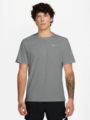 Nike Grey Fog Miler Dri-FIT UV Running T-Shirt - Image 1 of 2