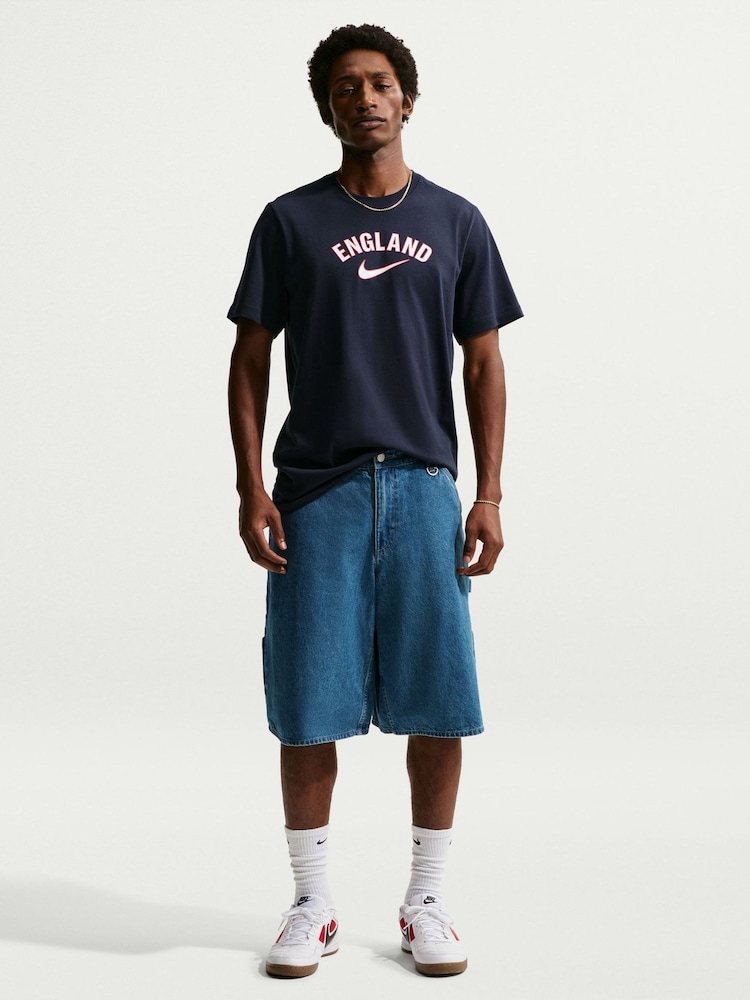 Nike Blue England Wordmark Graphic T-Shirt - Image 2 of 5