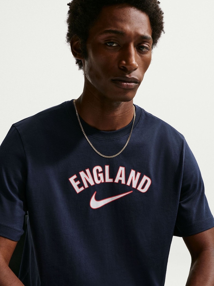 Nike Blue England Wordmark Graphic T-Shirt - Image 5 of 5