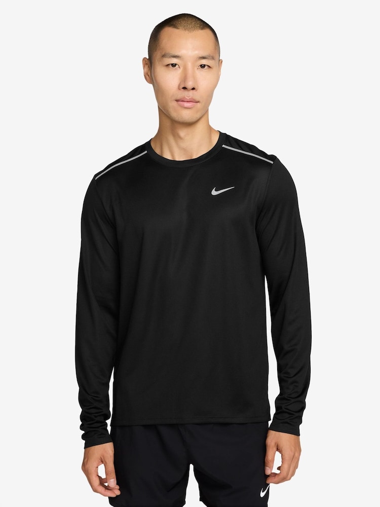 Nike Black Miler Dri-FIT UV Long Sleeve Running T-Shirt - Image 1 of 3