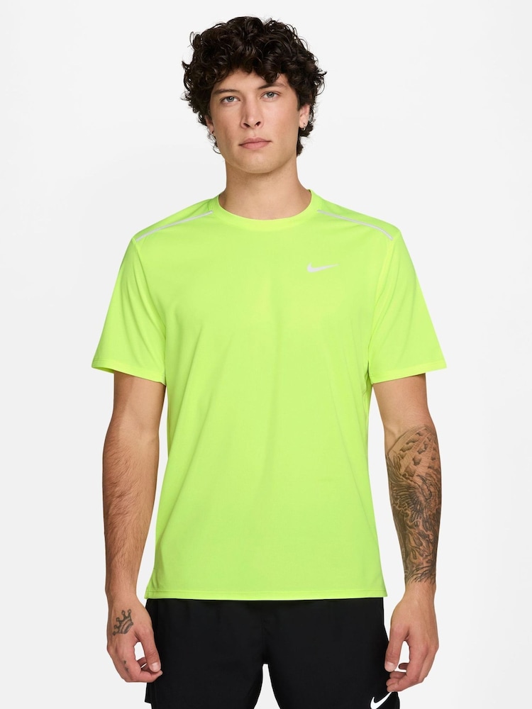 Nike Volt Ice Yellow Miler Dri-FIT UV Running T-Shirt - Image 1 of 3 Nike Volt Ice Yellow Miler Dri-FIT UV Running T-Shirt - Image 1 of 3