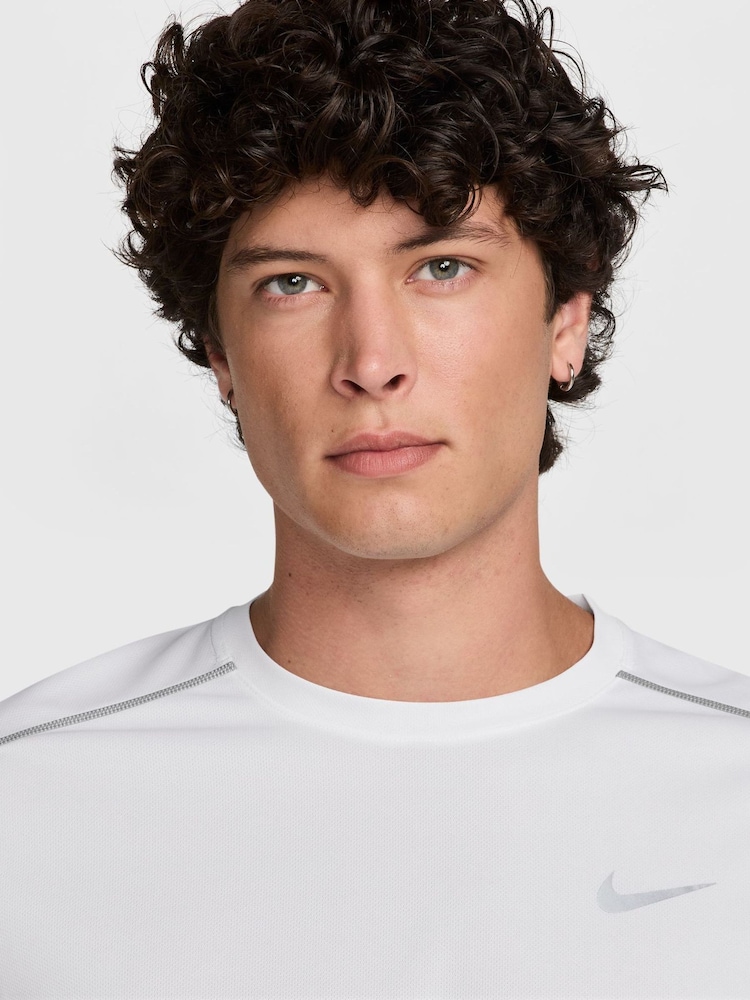 Nike White Miler Dri-FIT UV Long Sleeve Running T-Shirt - Image 3 of 3