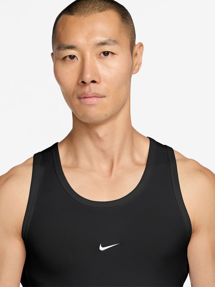 Nike Black Athletic Club Dri-FIT Ribbed Training Tank Top - Image 3 of 3 Nike Black Athletic Club Dri-FIT Ribbed Training Tank Top - Image 3 of 3