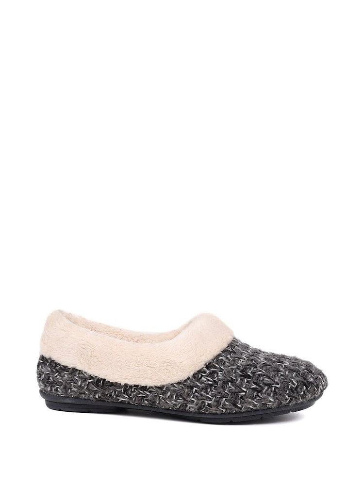 Jones Bootmaker Grey Faux-Fur-Lined Slippers - Image 1 of 5 Jones Bootmaker Grey Faux-Fur-Lined Slippers - Image 1 of 5