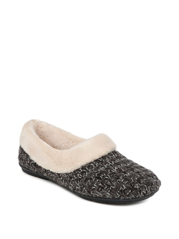 Jones Bootmaker Grey Faux-Fur-Lined Slippers - Image 2 of 5 Jones Bootmaker Grey Faux-Fur-Lined Slippers - Image 2 of 5