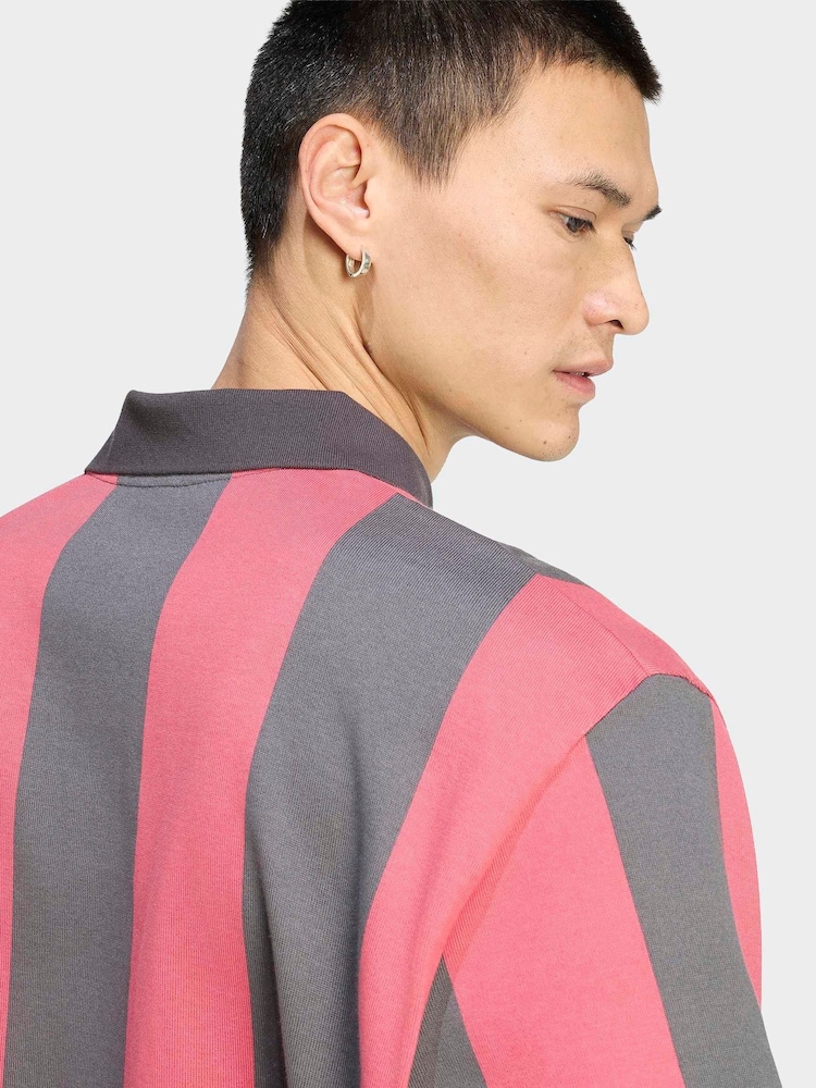 adidas Originals Black/Red LS Striped Polo - Image 5 of 5