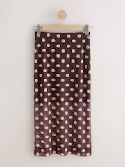 Pink/Brown Polka Dot Mesh Midi Pencil Skirt - Image 6 of 8