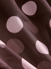 Pink/Brown Polka Dot Mesh Midi Pencil Skirt - Image 8 of 8