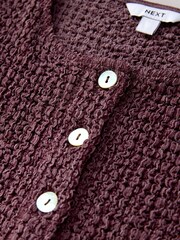 Roz - Textured Button Through Half Sleeve Top - Imaginea 6 din 7