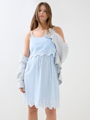 JoJo Maman Bébé Blue Ticking Stripe Maternity & Nursing Nightdress - Image 2 of 6