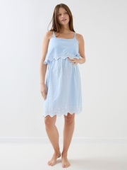 JoJo Maman Bébé Blue Ticking Stripe Maternity & Nursing Nightdress - Image 3 of 6
