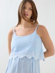 JoJo Maman Bébé Blue Ticking Stripe Maternity & Nursing Nightdress - Image 5 of 6