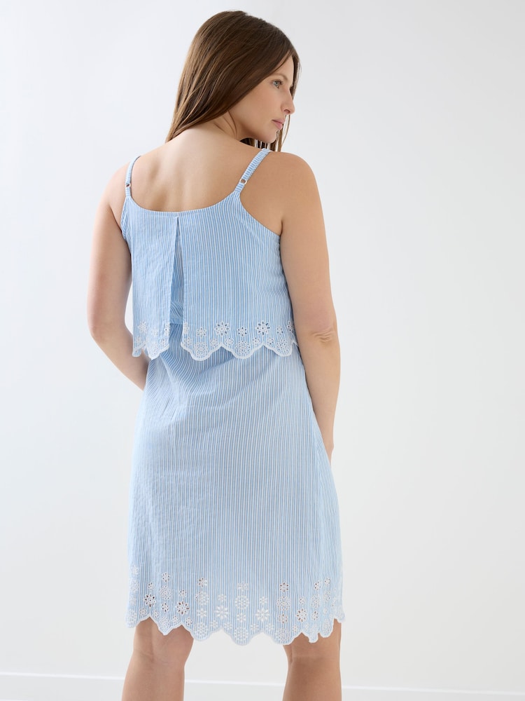 JoJo Maman Bébé Blue Ticking Stripe Maternity & Nursing Nightdress - Image 6 of 6