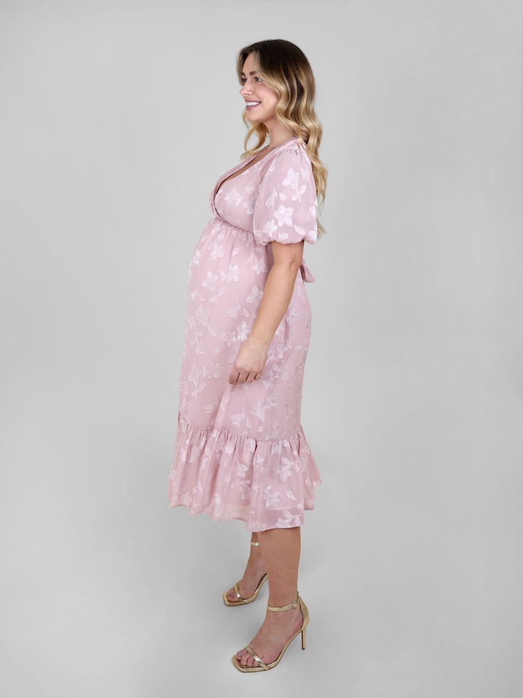 pink and gray maternity dress Grey Lace Bodice Cutout Tie Back Maternity Maxi Dress  PinkBlush