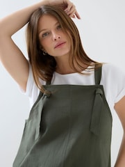 JoJo Maman Bébé Linen Blend Short Maternity Dungaree - Imaginea 6 din 6