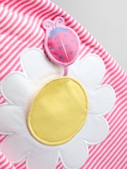 JoJo Maman Bébé Pink Daisy Appliqué Button Front Dress - Image 3 of 5